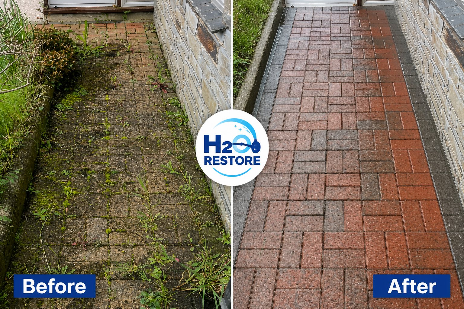Driveway and patio cleaning by H2O Restore in Croxteth